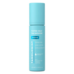 Tanologist Medium Self Tan Mousse bottle with tinted guide for easy, streak-free application.
