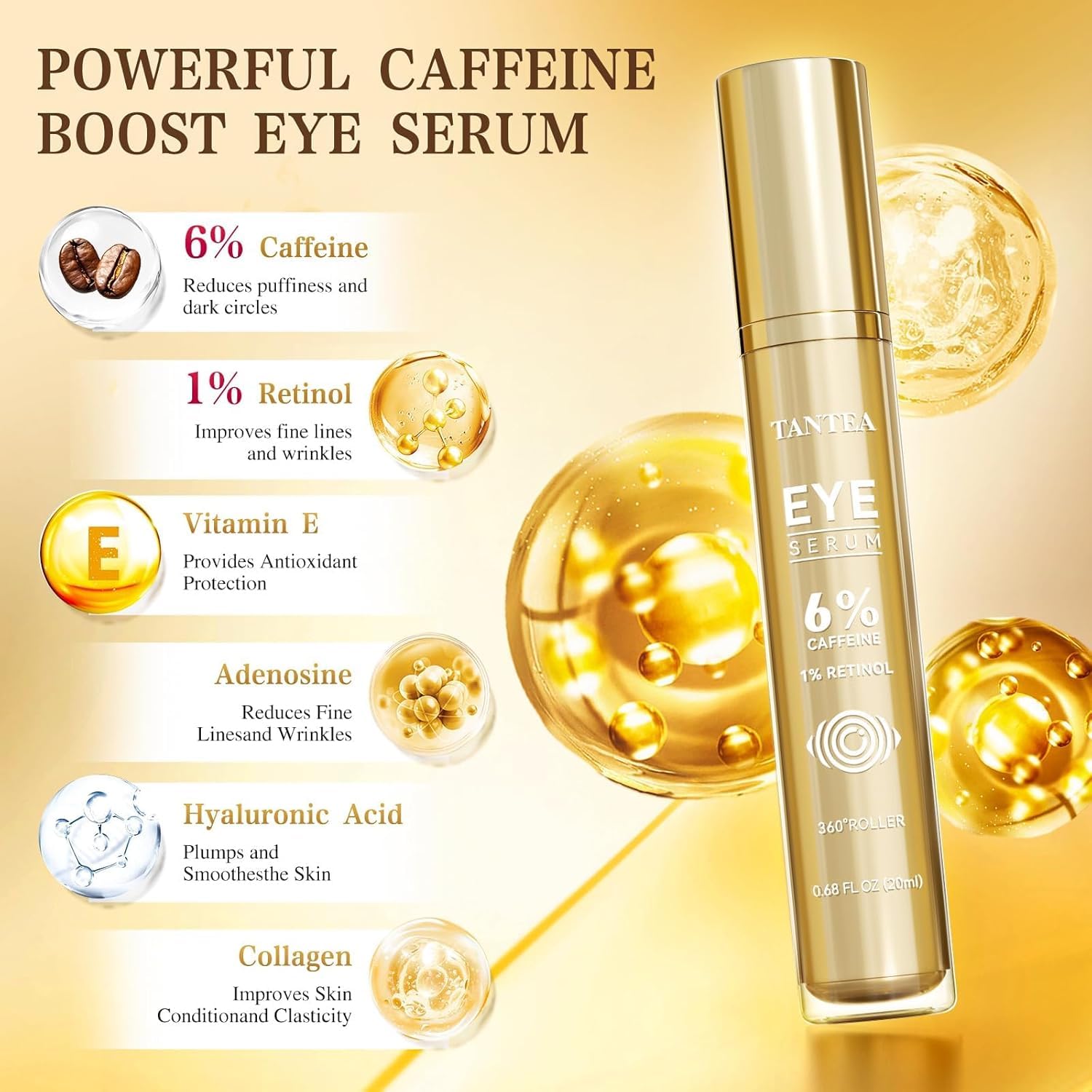 Tantea 1percent retinol eye serum under-eye bags smooths skin over time.