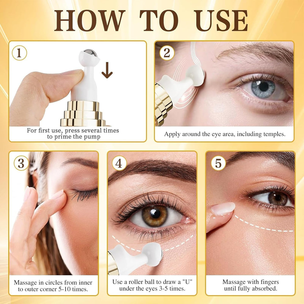 Tantea eye cream pump priming guides first-use dispensing.