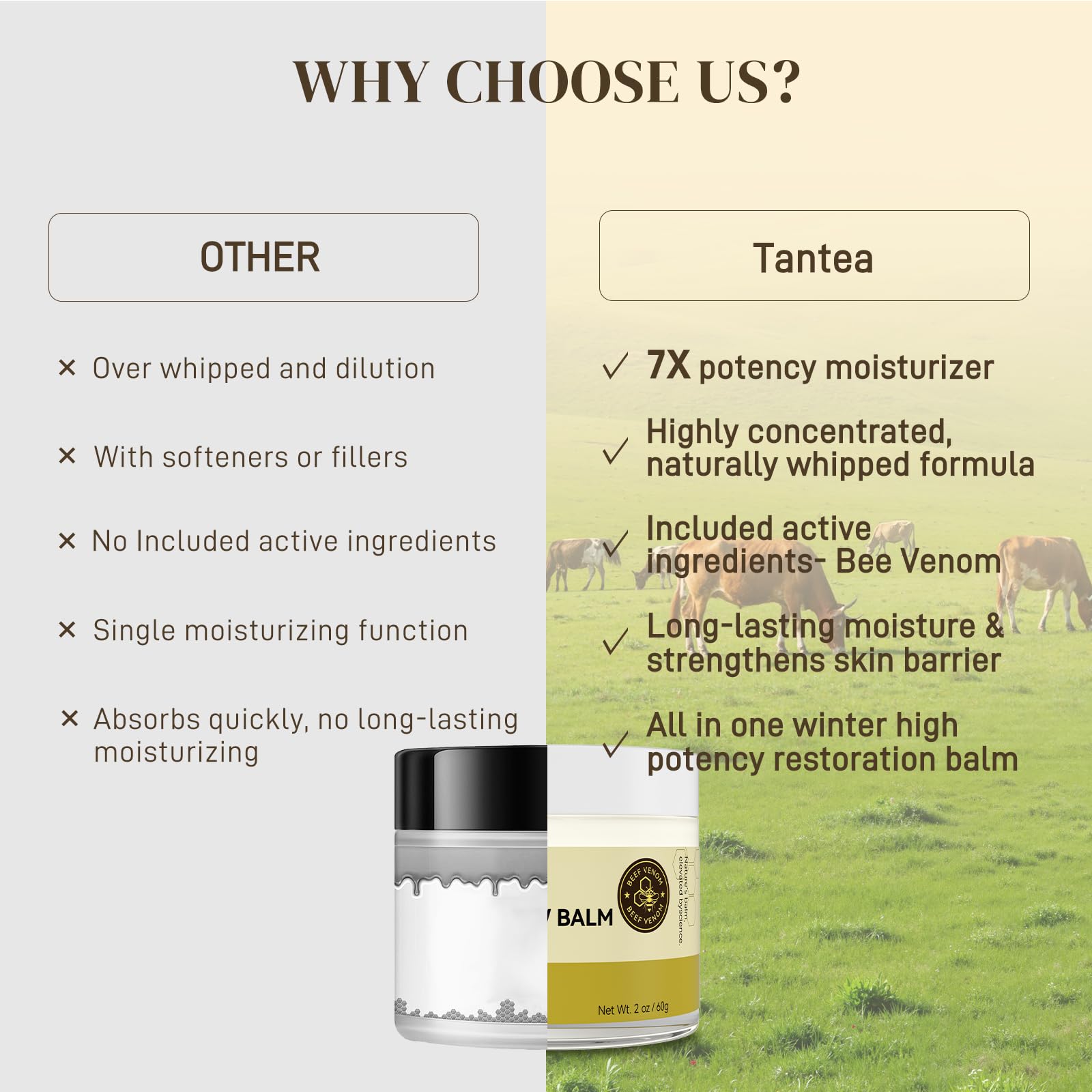 Tantea silky sheen as the balm melts into skin for fast absorption.