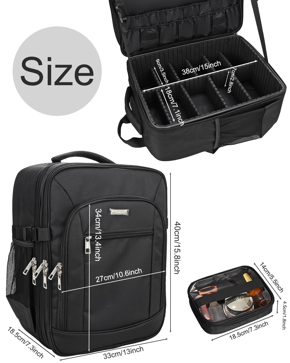 TANTO makeup backpack brush bucket highlights ample space for tools and accessories.
