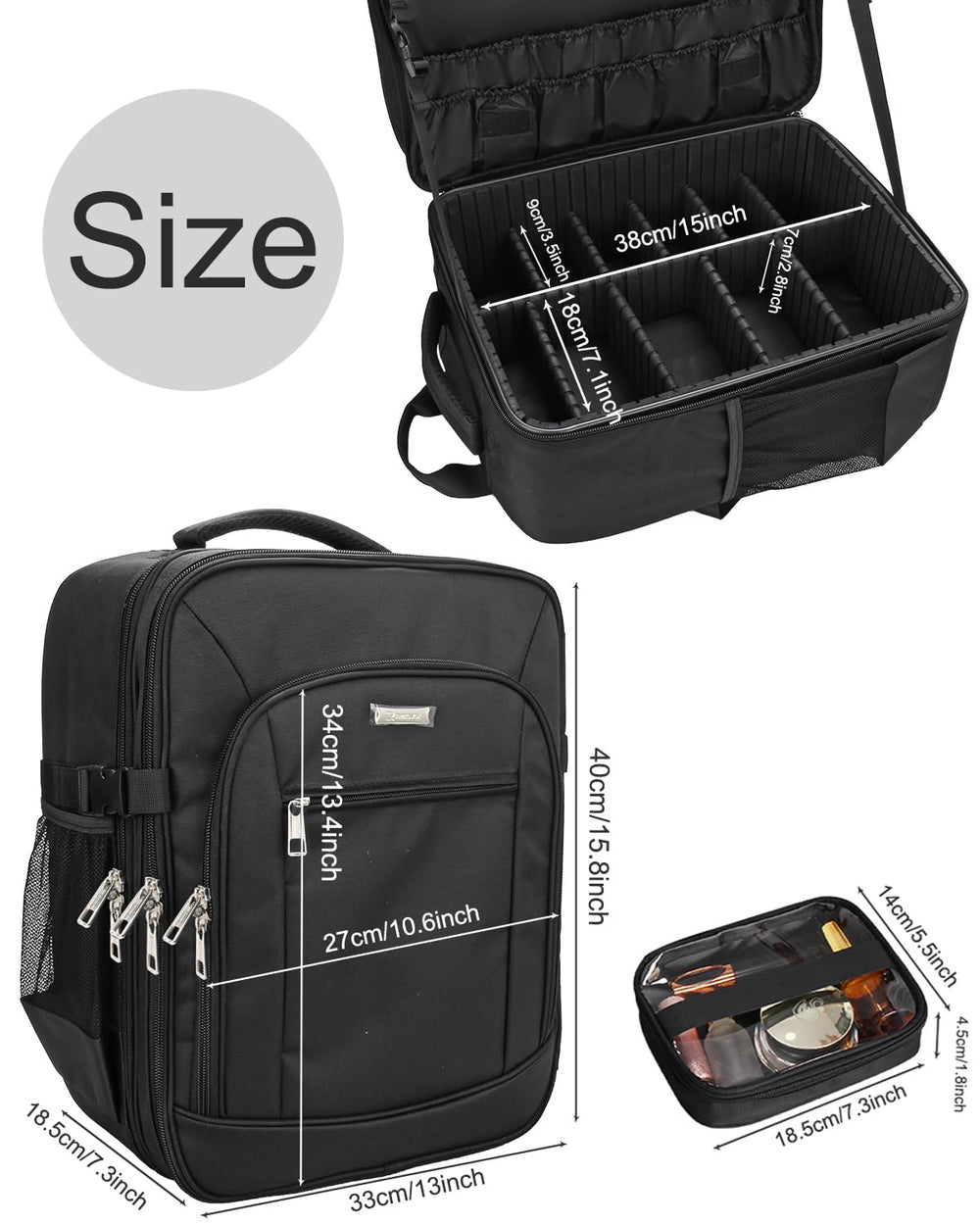 TANTO makeup backpack brush bucket highlights ample space for tools and accessories.