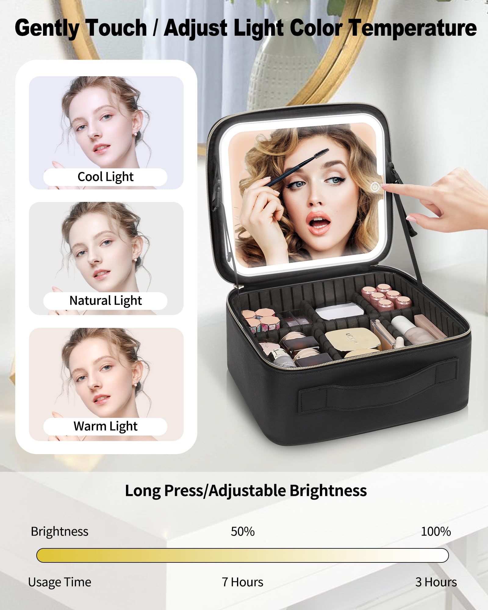 TANTO makeup bag LED mirror detachable mirror close-up for flexible use