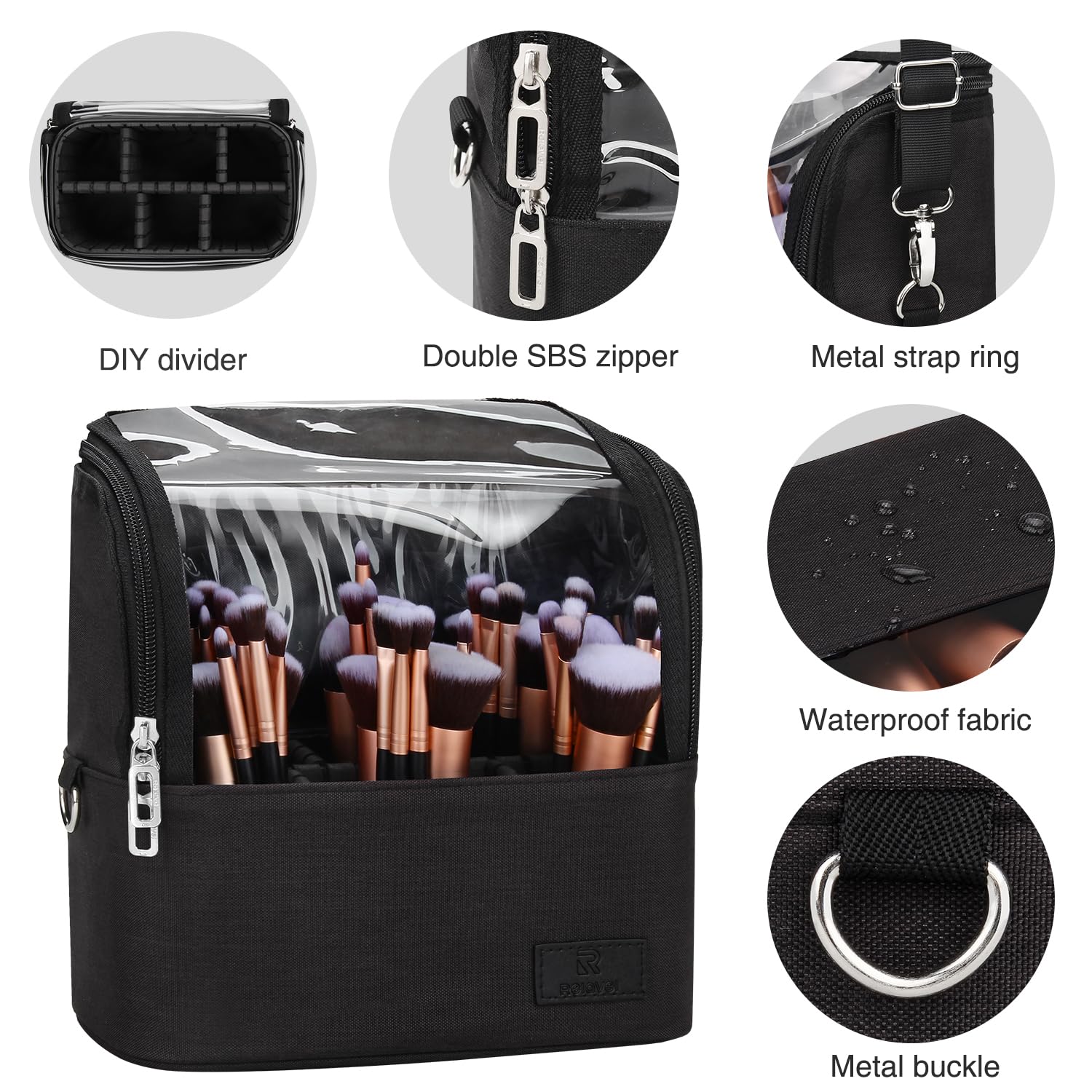 TANTO makeup bag detachable strap enables messenger, handheld, or waist carry.