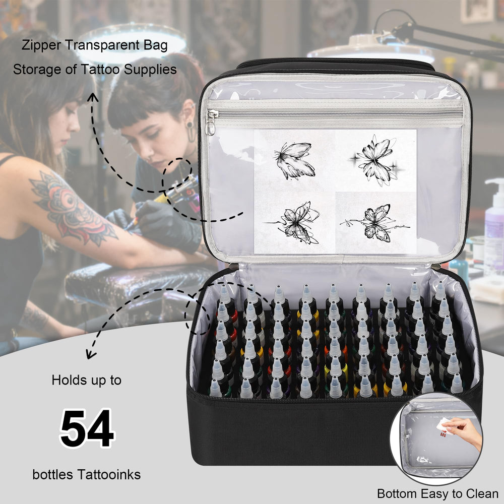 TANTO tattoo travel case 54-grid ink holder section keeps bottles upright