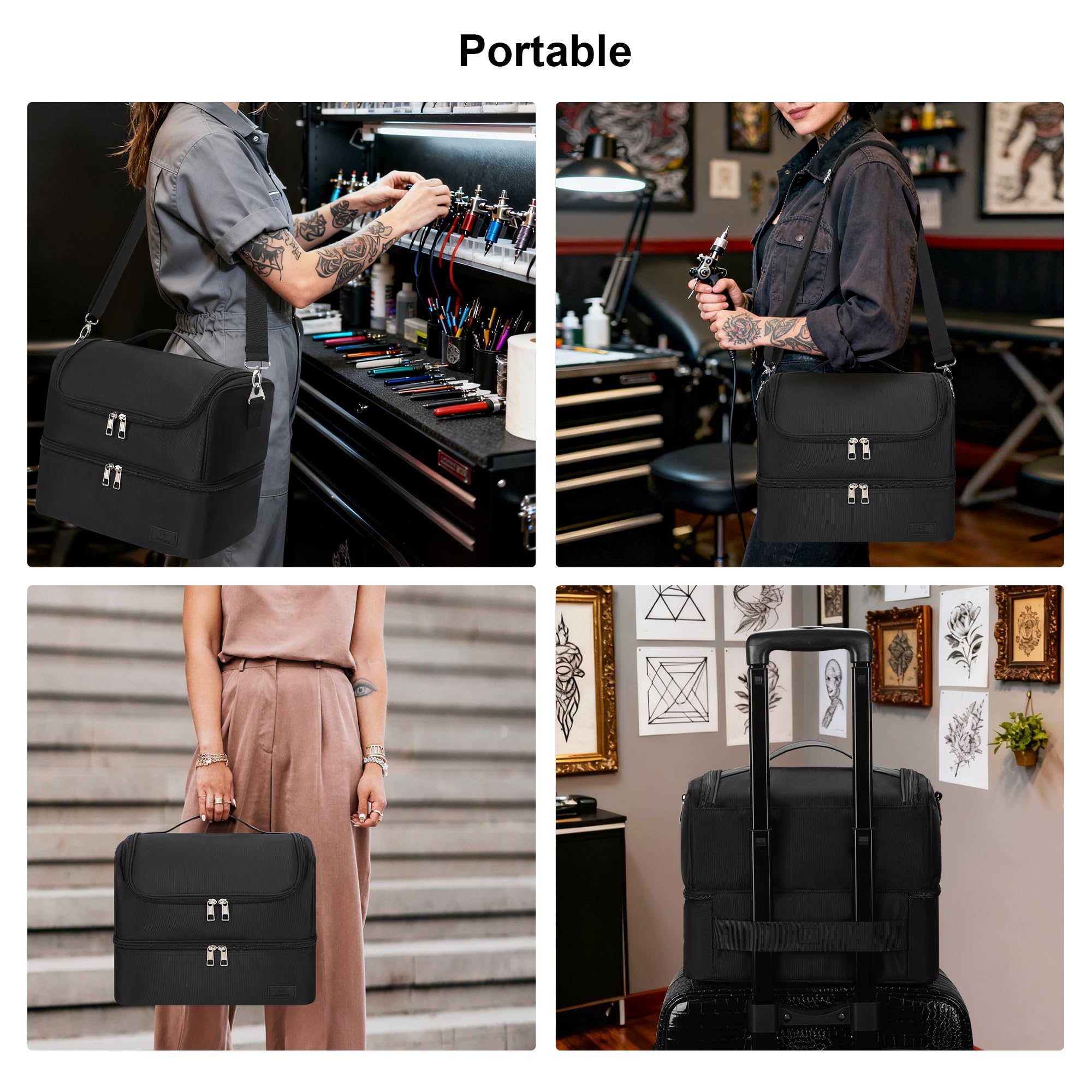 TANTO tattoo travel case detachable shoulder strap enables easy carrying