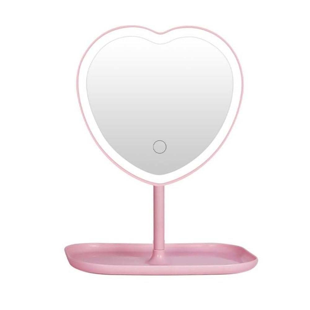 Taolivingmart vanity mirror heart-shaped front view with daylight-like lighting for clear makeup checks.