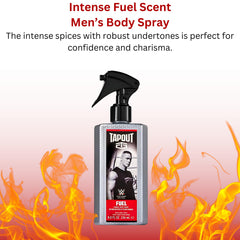 Tapout VICTORY bottle with daring woody notes for bold occasions.