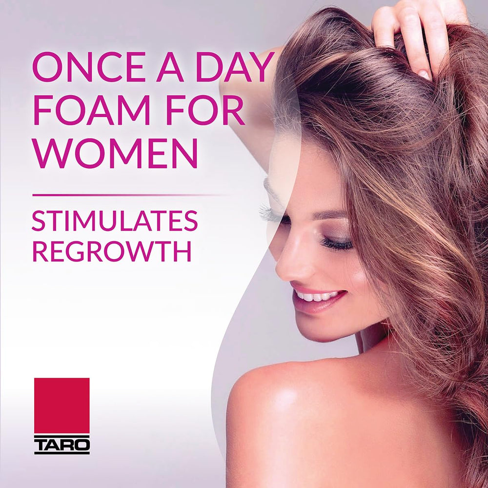 TARO Minoxidil foam application demonstrates convenient daily use