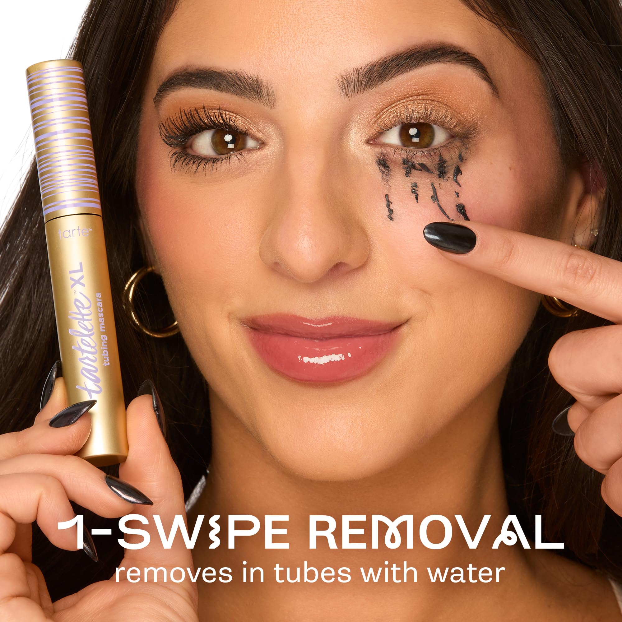 tarte mascara applied in hand showing smooth application and control
