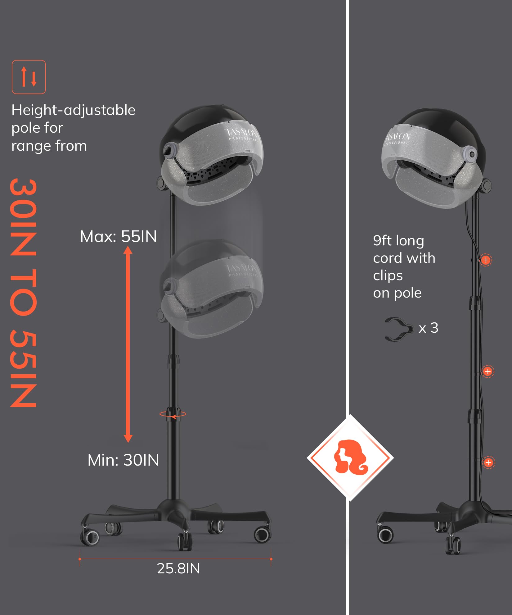 TASALON 360-degree wheels enable smooth mobility around studio