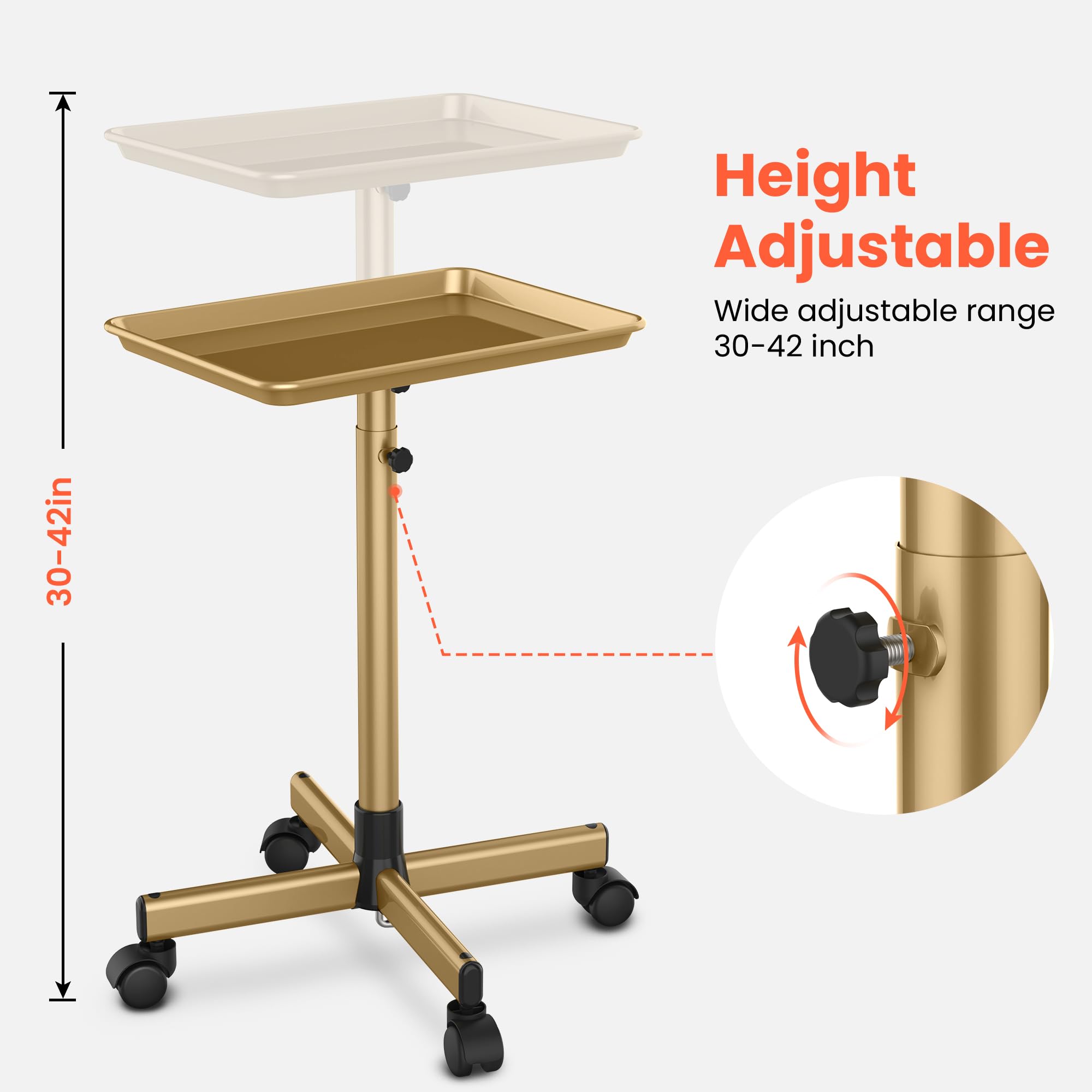 TASALON aluminum salon tray with gold finish adding durable, stylish appeal.