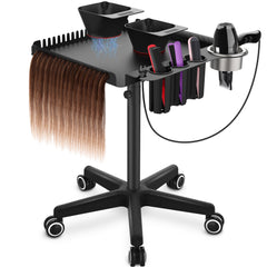 TASALON Black salon rolling tray cart on wheels enables smooth mobile organization for stylists