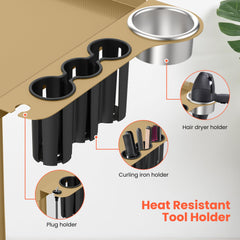 TASALON Gold heat-resistant tool rack safely holds hot styling tools