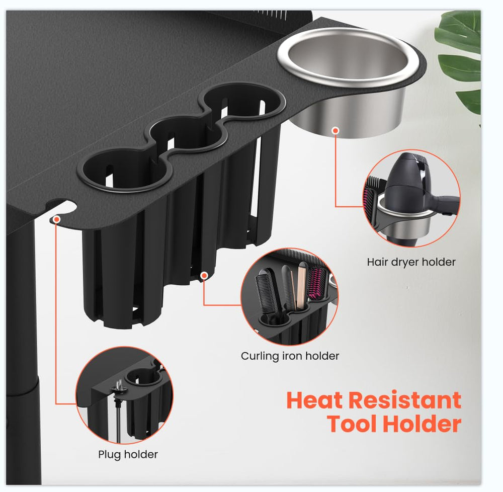 TASALON height adjustable braiding rack keeps tools within reach