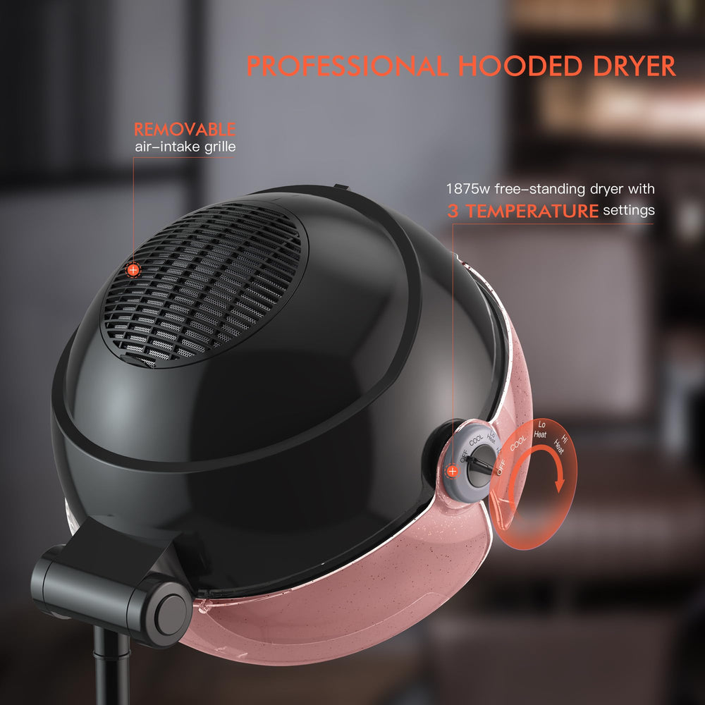 TASALON Ionic Hooded Hair Dryer rolling base and wheels for easy mobility.