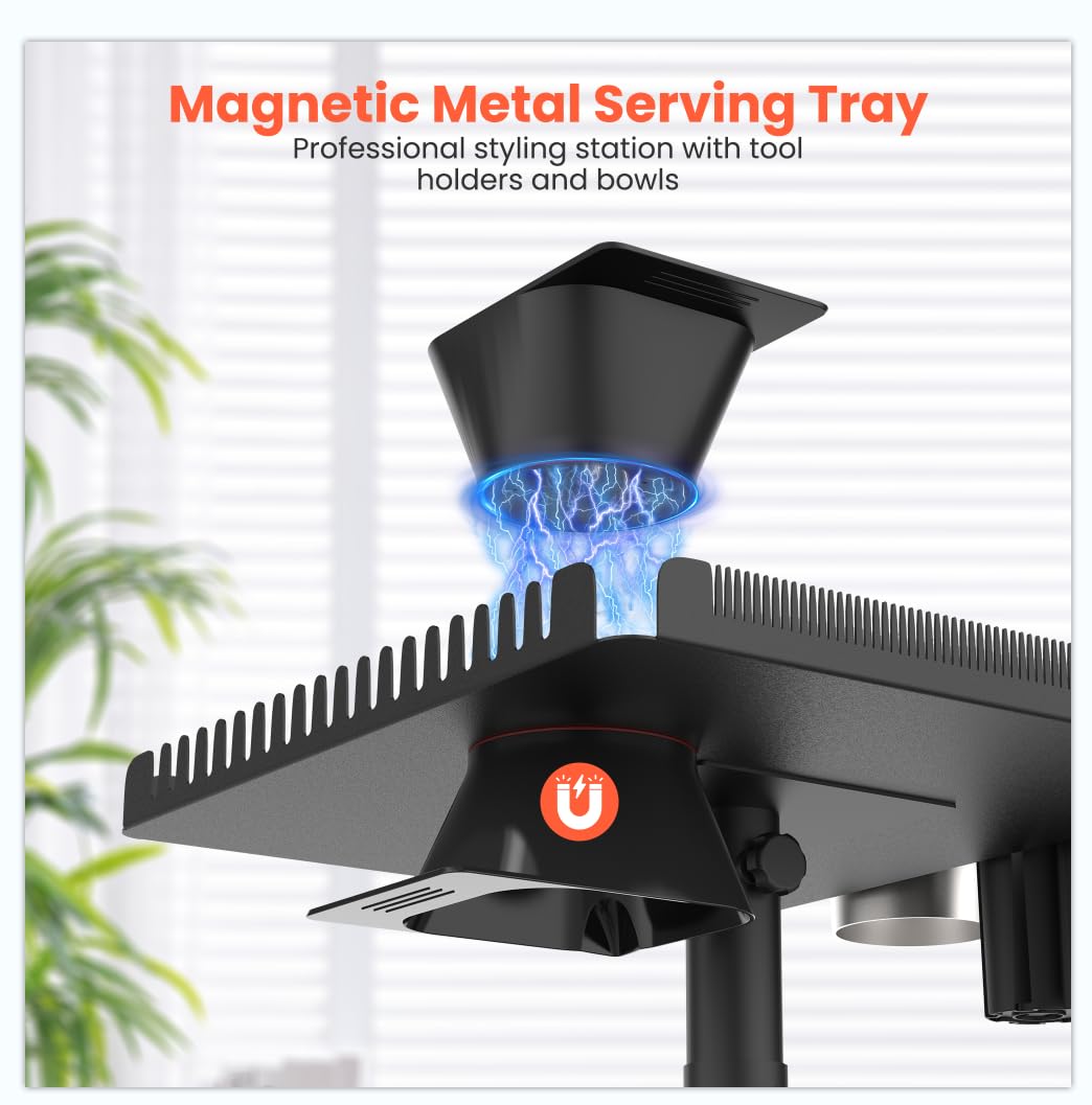 TASALON magnetic dye bowls attached to tray prevent spills during color work