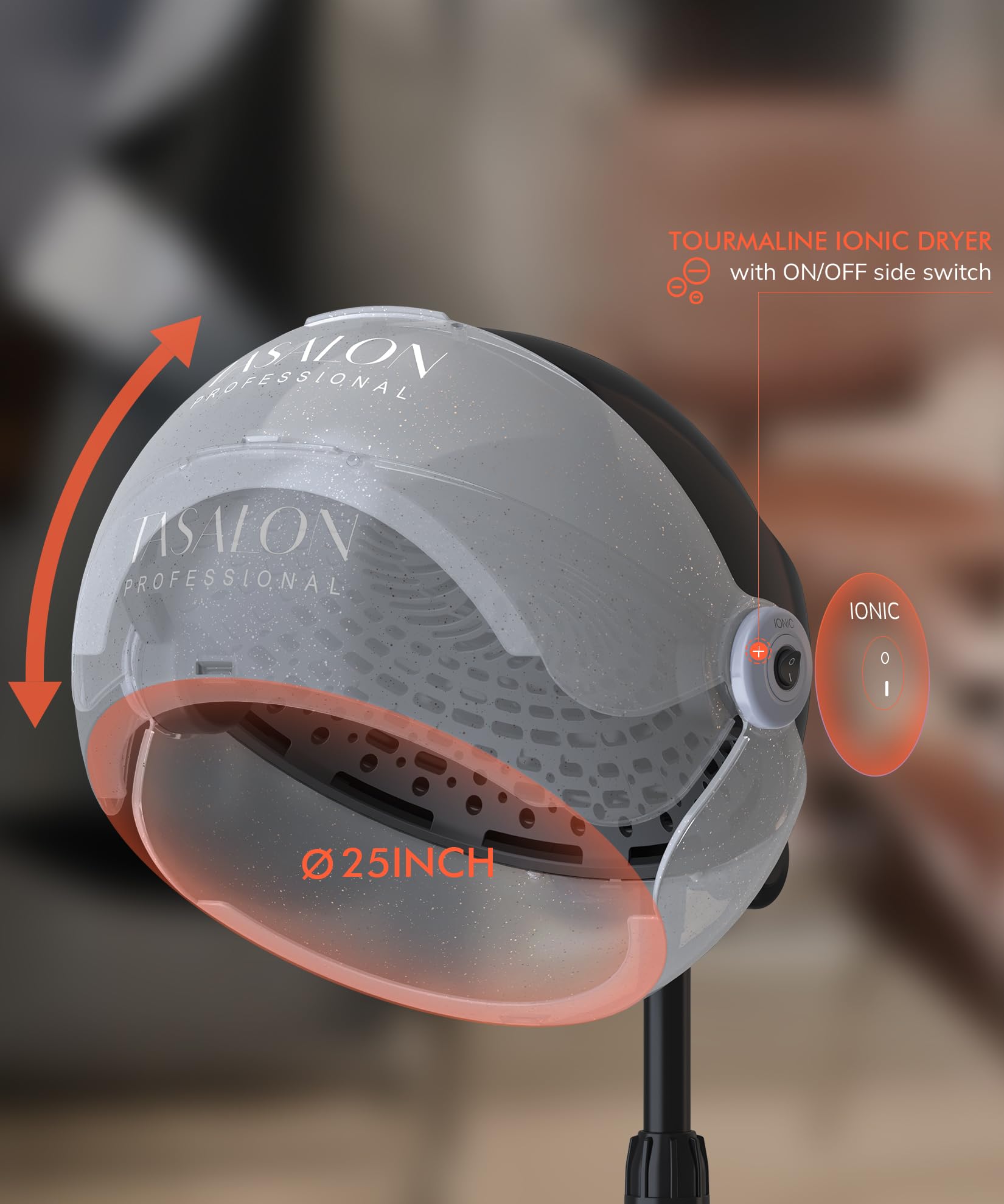 TASALON hooded dryer airflow vent removable for quick cleaning