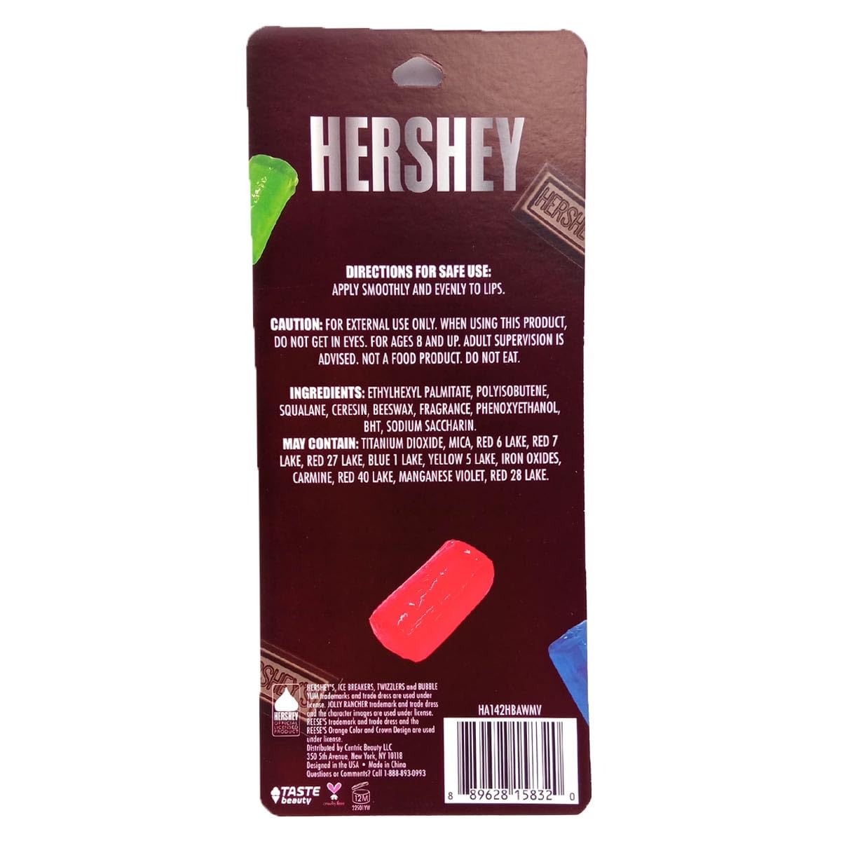 Taste Beauty Hershey lip balms display collectible shapes and flavors for fun, kid-friendly use.