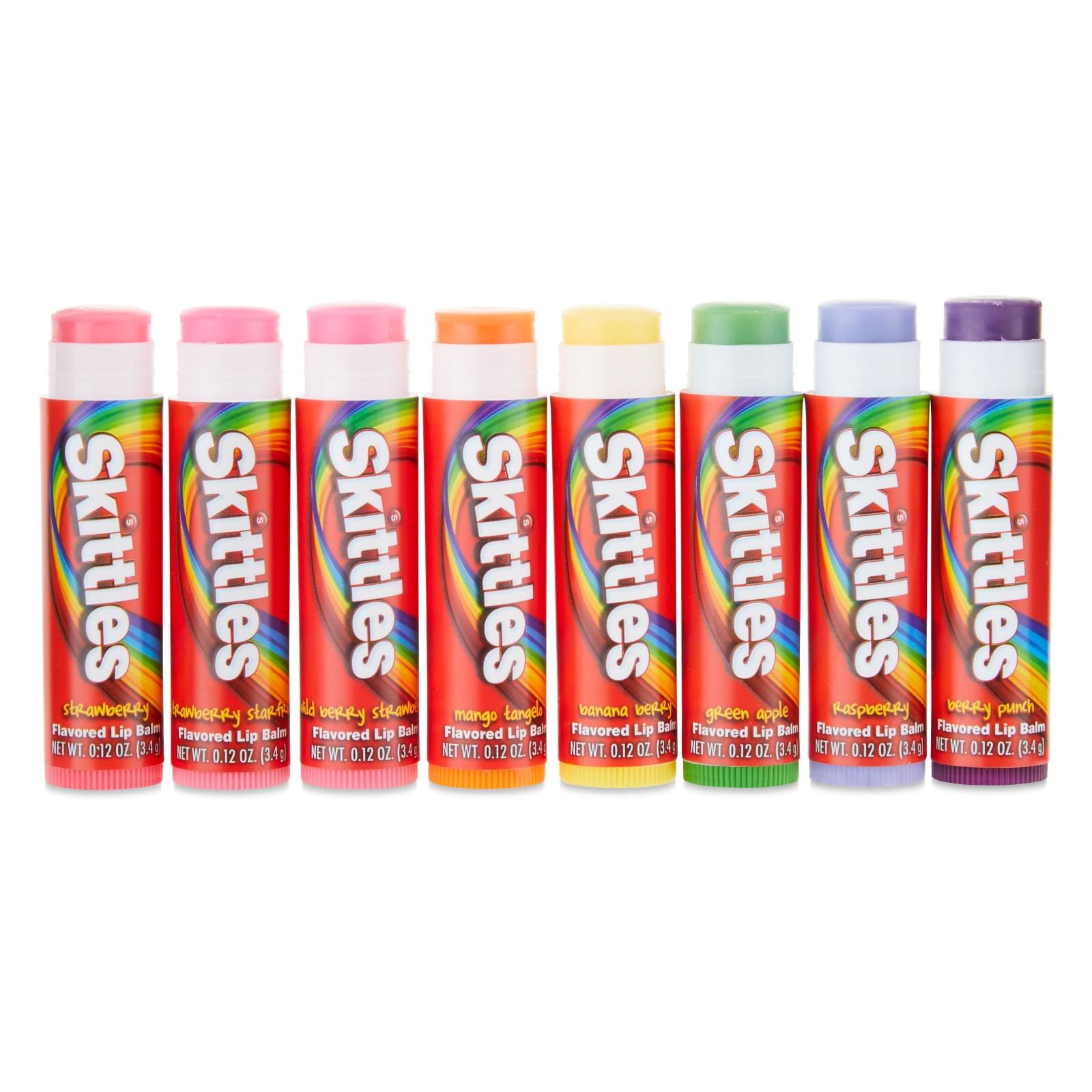 Taste Beauty Skittle Lip Balm application showcasing glossy color and subtle hydration