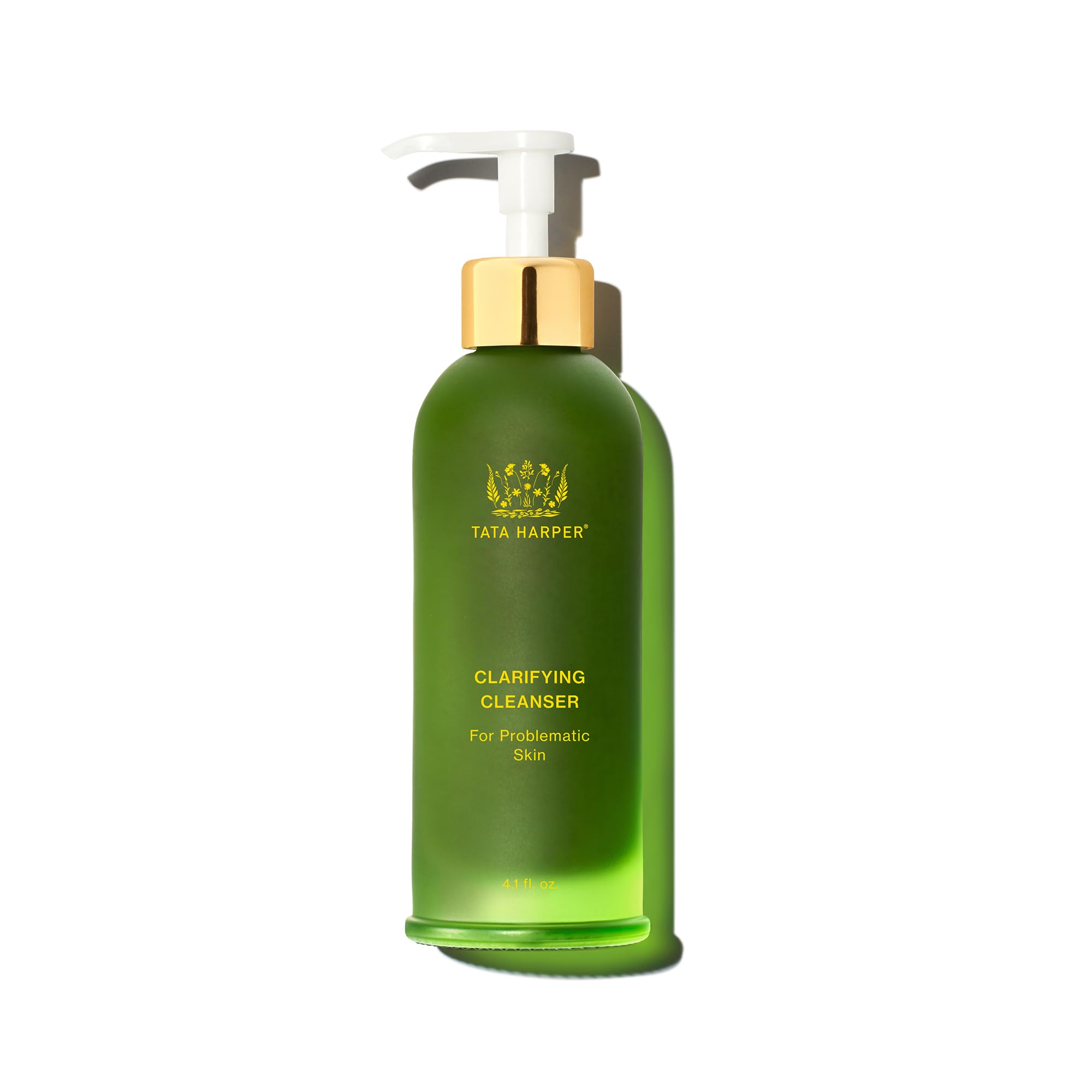 Tata Harper Clarifying Cleanser bottle closeup for gentle cleansing and oil balance.