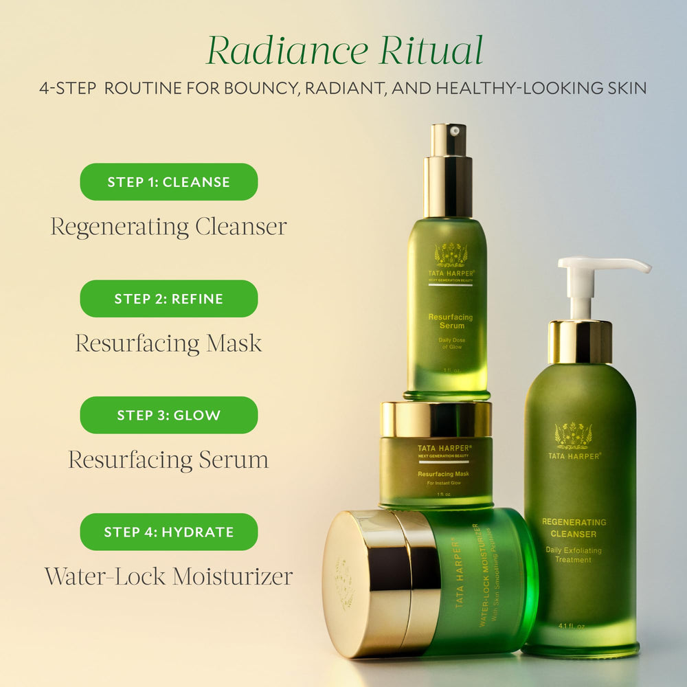 Tata Harper Regenerating Cleanser flat-lay with clean skincare setup.