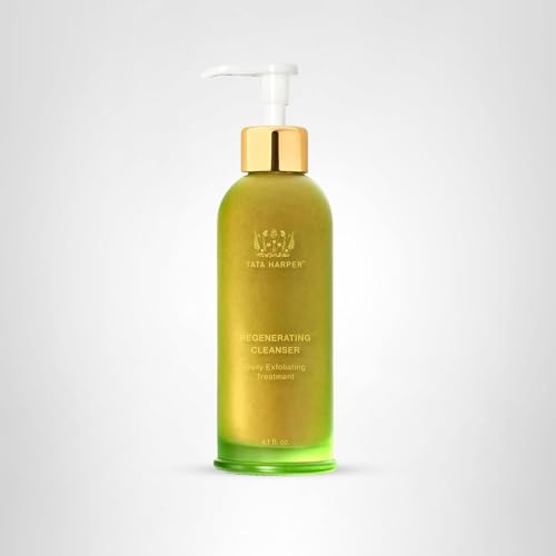 Tata Harper Regenerating Cleanser travel-friendly bottle poised for on-the-go exfoliation.