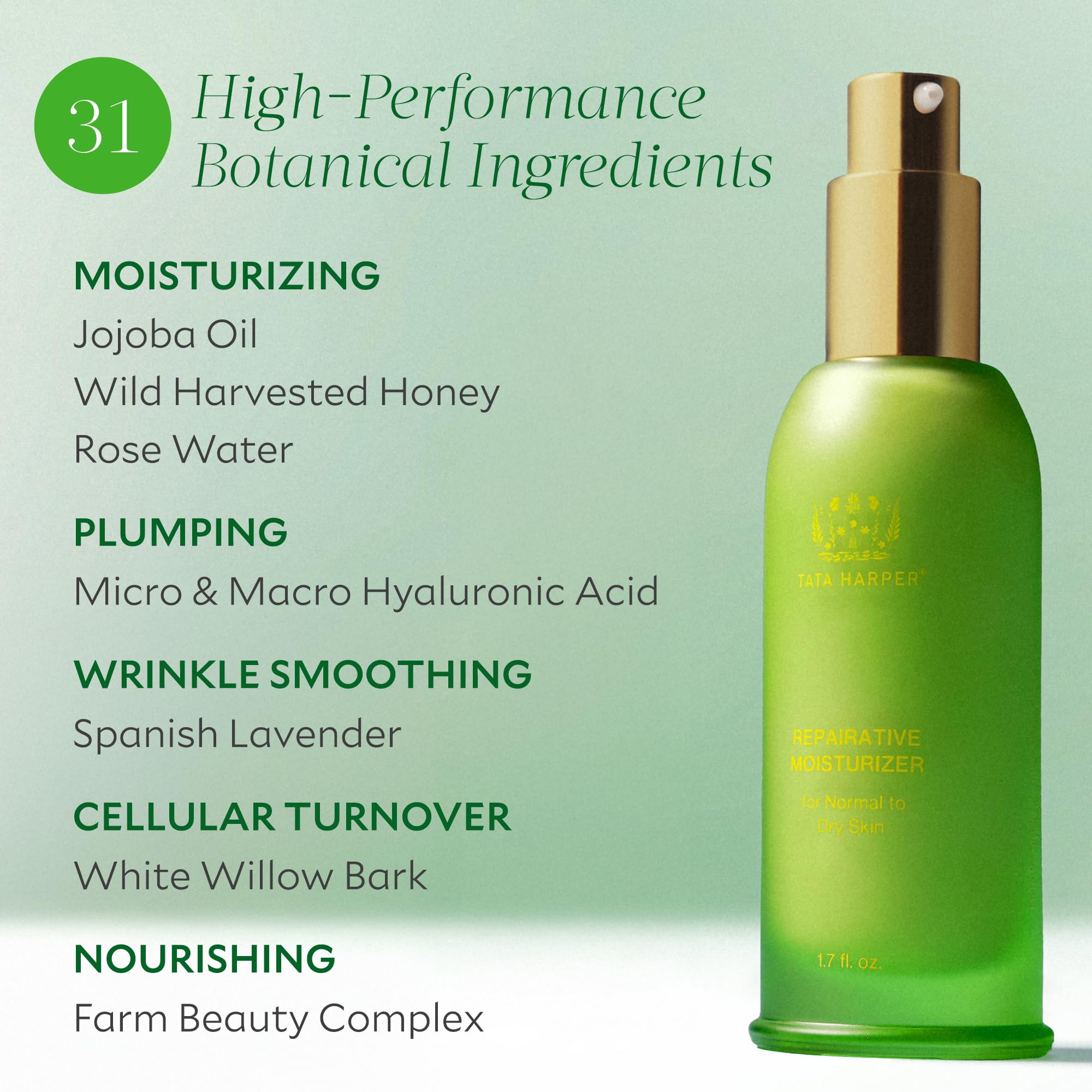 Tata Harper Repairative Moisturizer with dewy finish on skin
