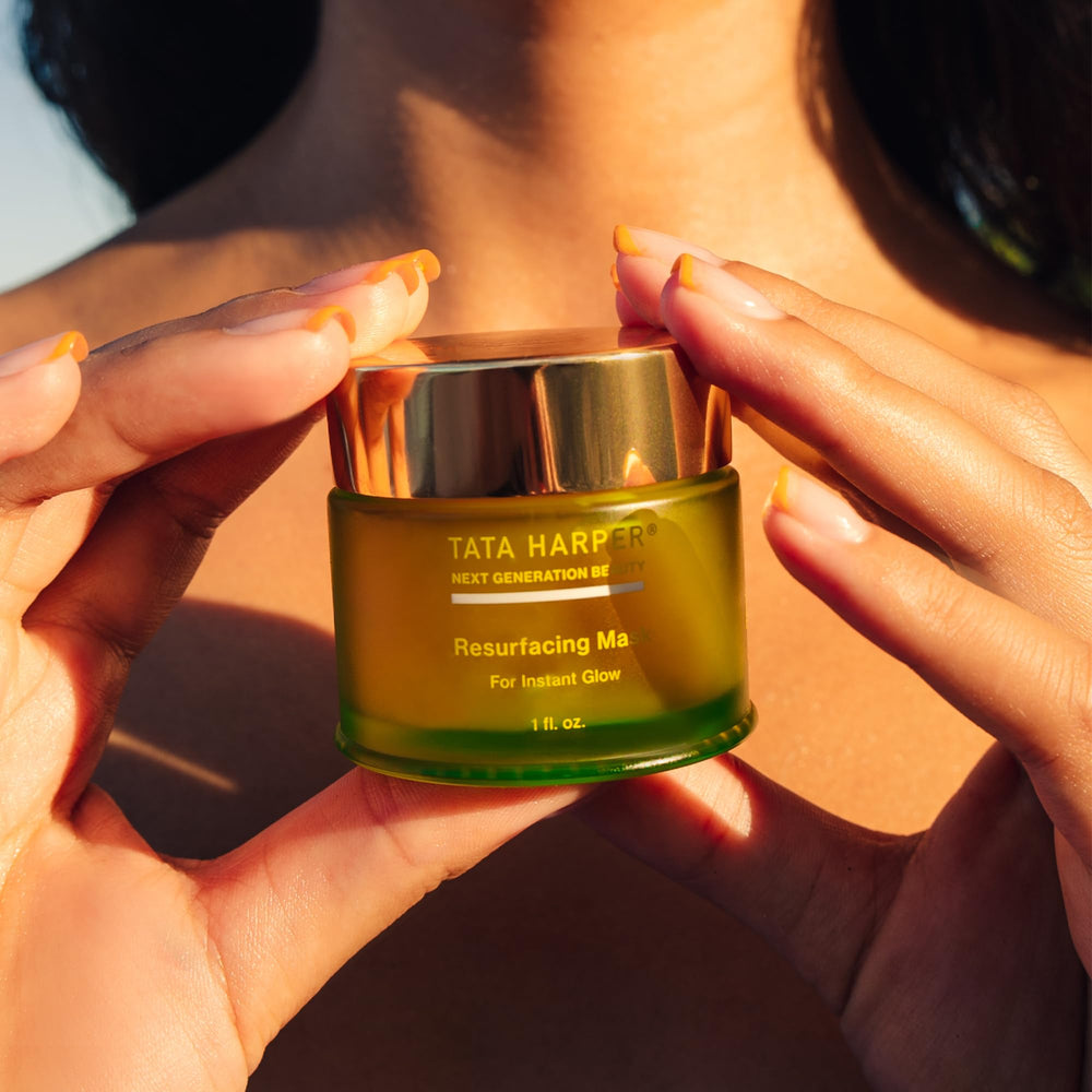 Application shot of Tata Harper Resurfacing Mask applied evenly on skin