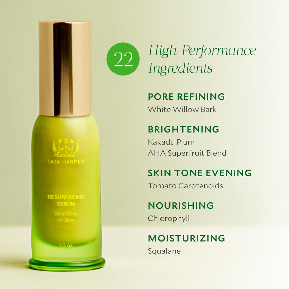 Tata Harper Resurfacing Serum texture close-up highlighting smooth skin