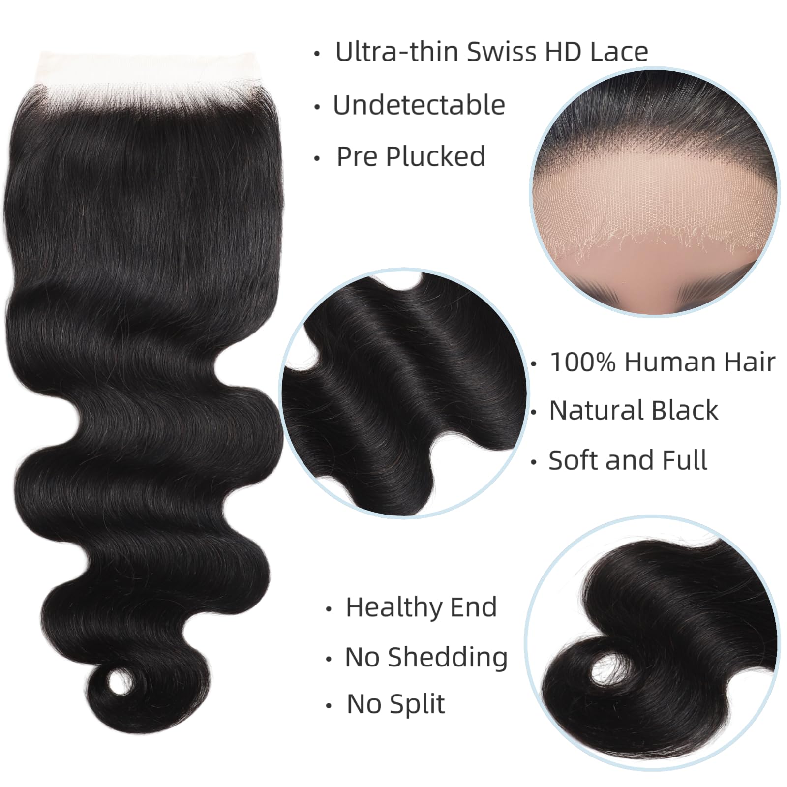 TATAYOOBOBO 16inch Brazilian virgin hair closure delivers silky softness and versatile styling options.