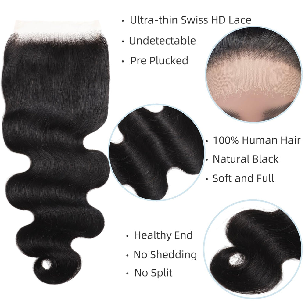 TATAYOOBOBO 16inch Brazilian virgin hair closure delivers silky softness and versatile styling options.