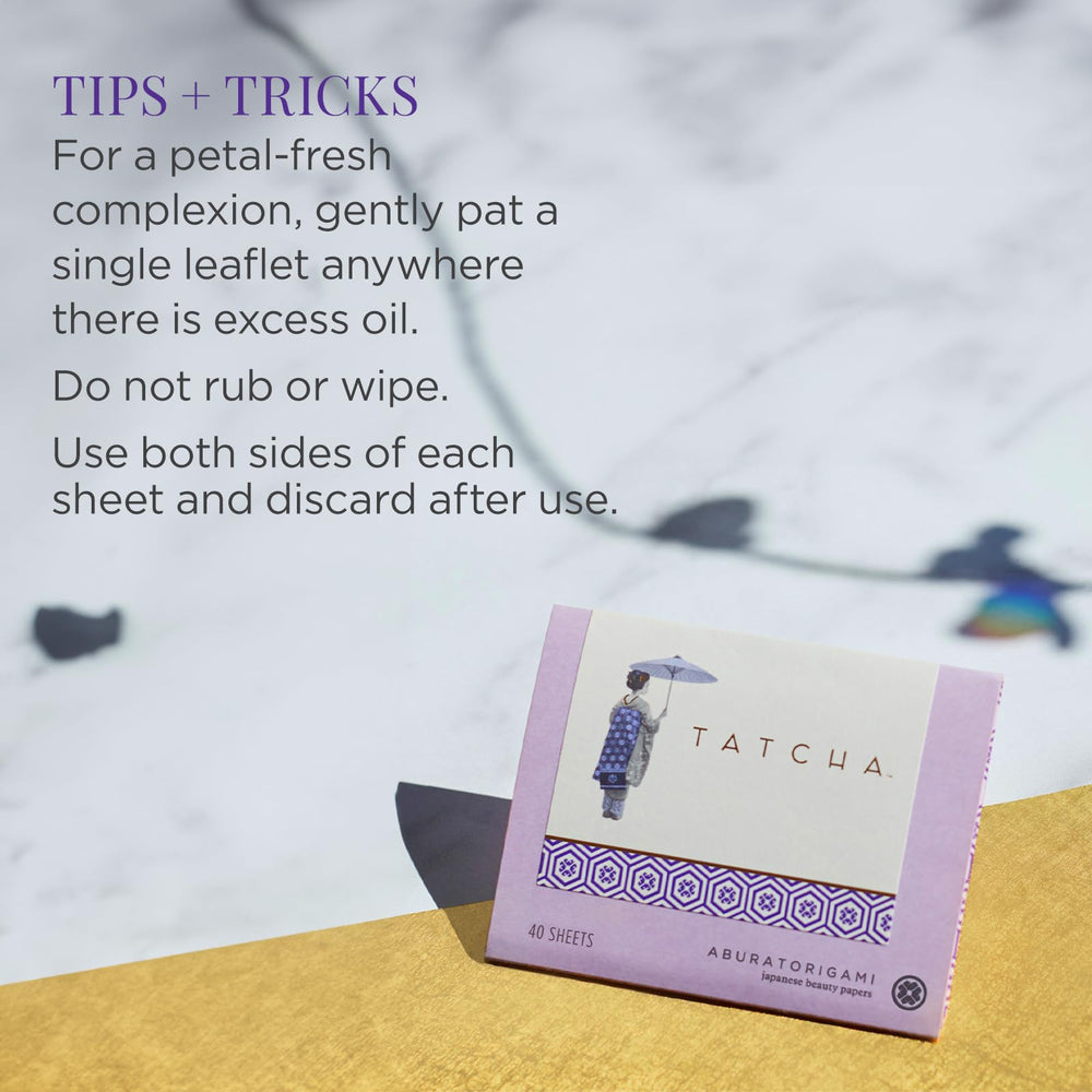 TATCHA Aburatorigami empaque elegante para viaje