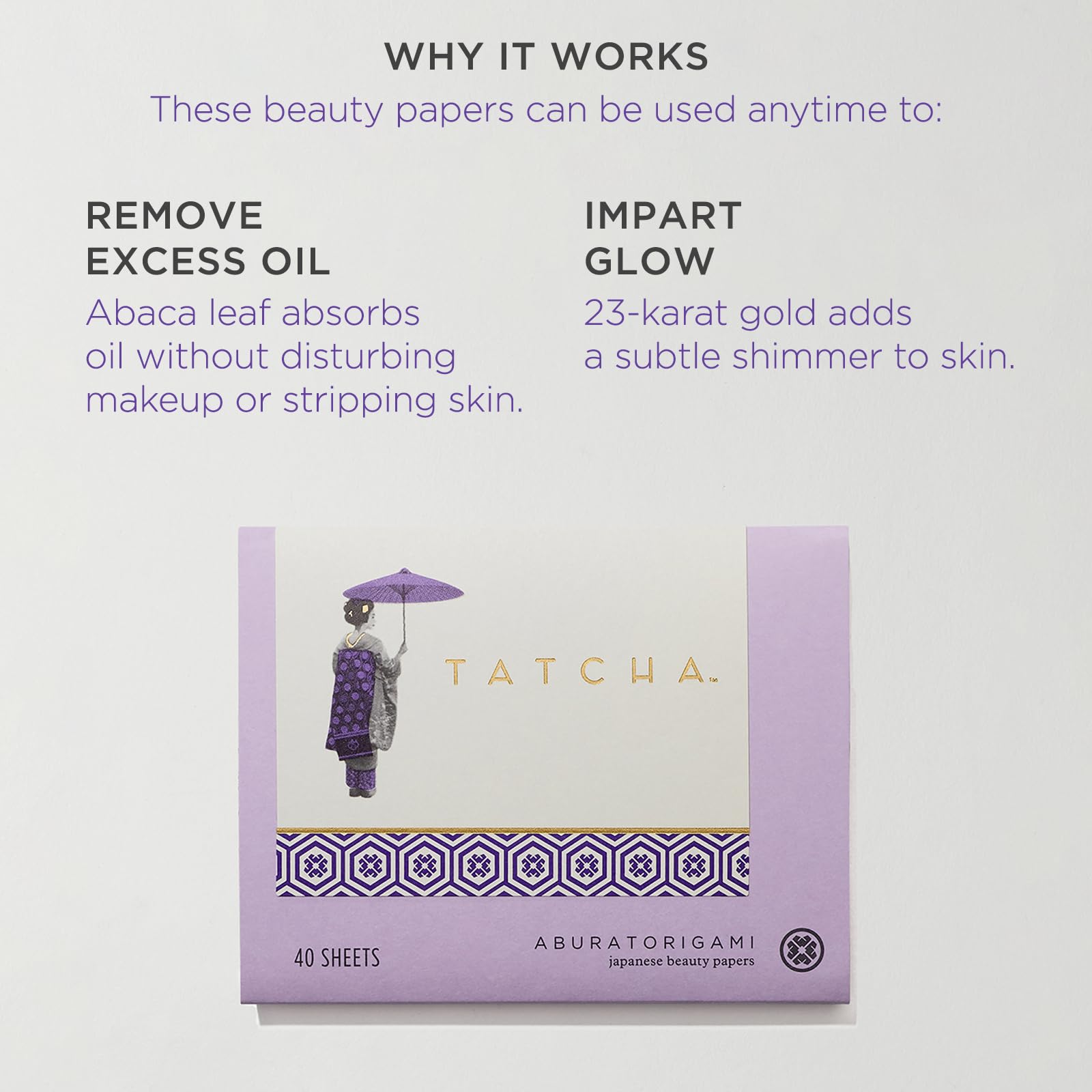 TATCHA Aburatorigami oro 23K brillo sutil en la piel