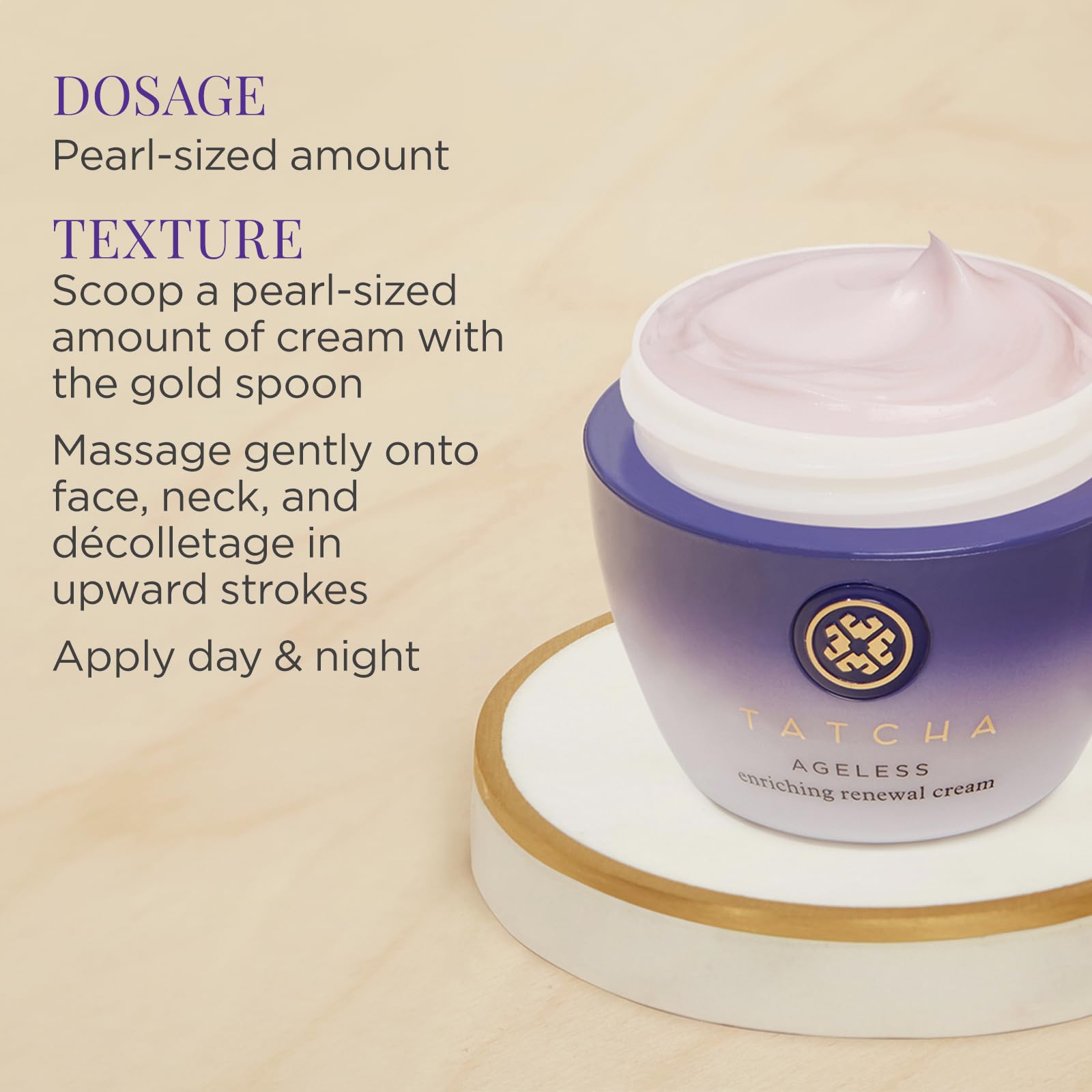 TATCHA Ageless Enriching Renewal Cream application closeup shows smooth absorption