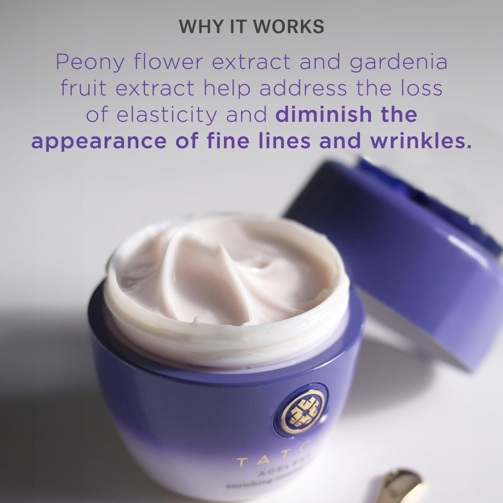 TATCHA Ageless Enriching Renewal Cream texture swirl highlights nourishing formula