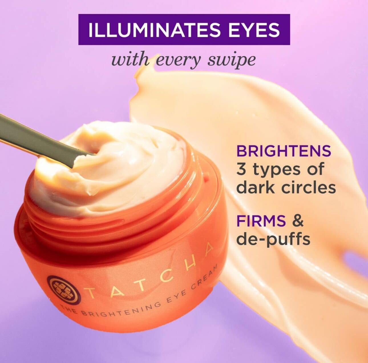 TATCHA Brightening Eye Cream packaging box conveys luxury skincare for brighter eyes