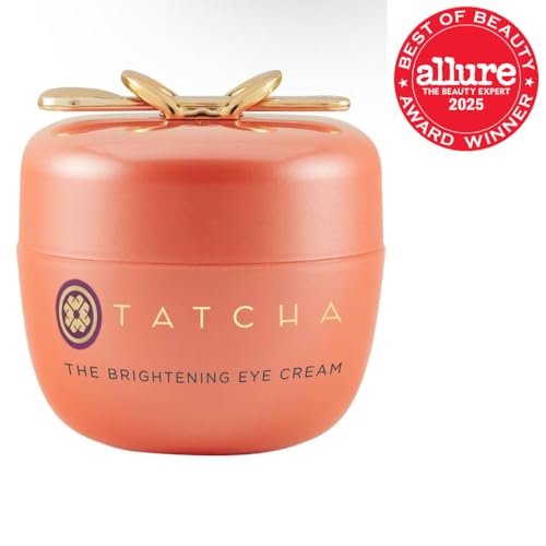 TATCHA Brightening Eye Cream tube closeup highlights smooth, easy-to-apply texture