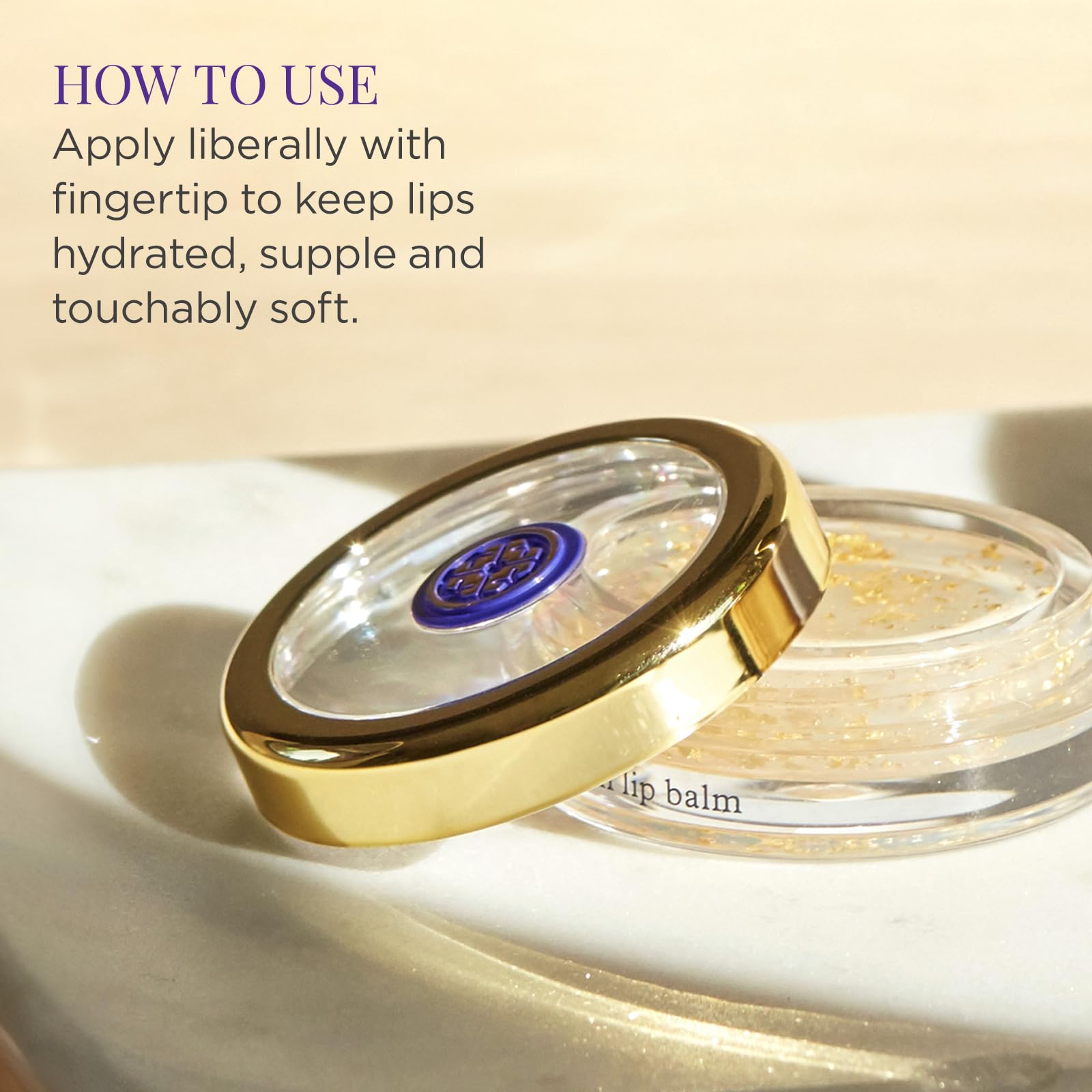 TATCHA Camellia Gold Spun Lip Balm texture enriched by Camellia Oil