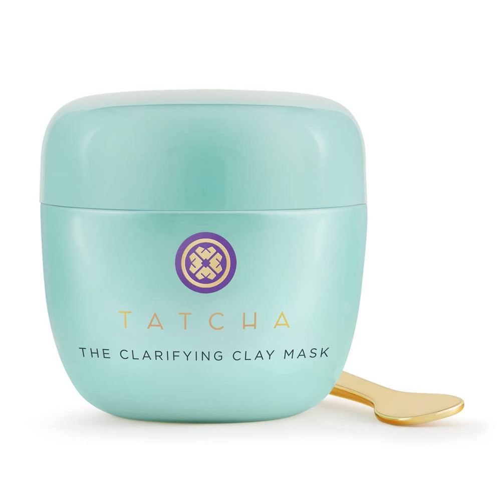 TATCHA Clarifying Clay Mask jar closeup highlighting premium pore-purifying clay formula