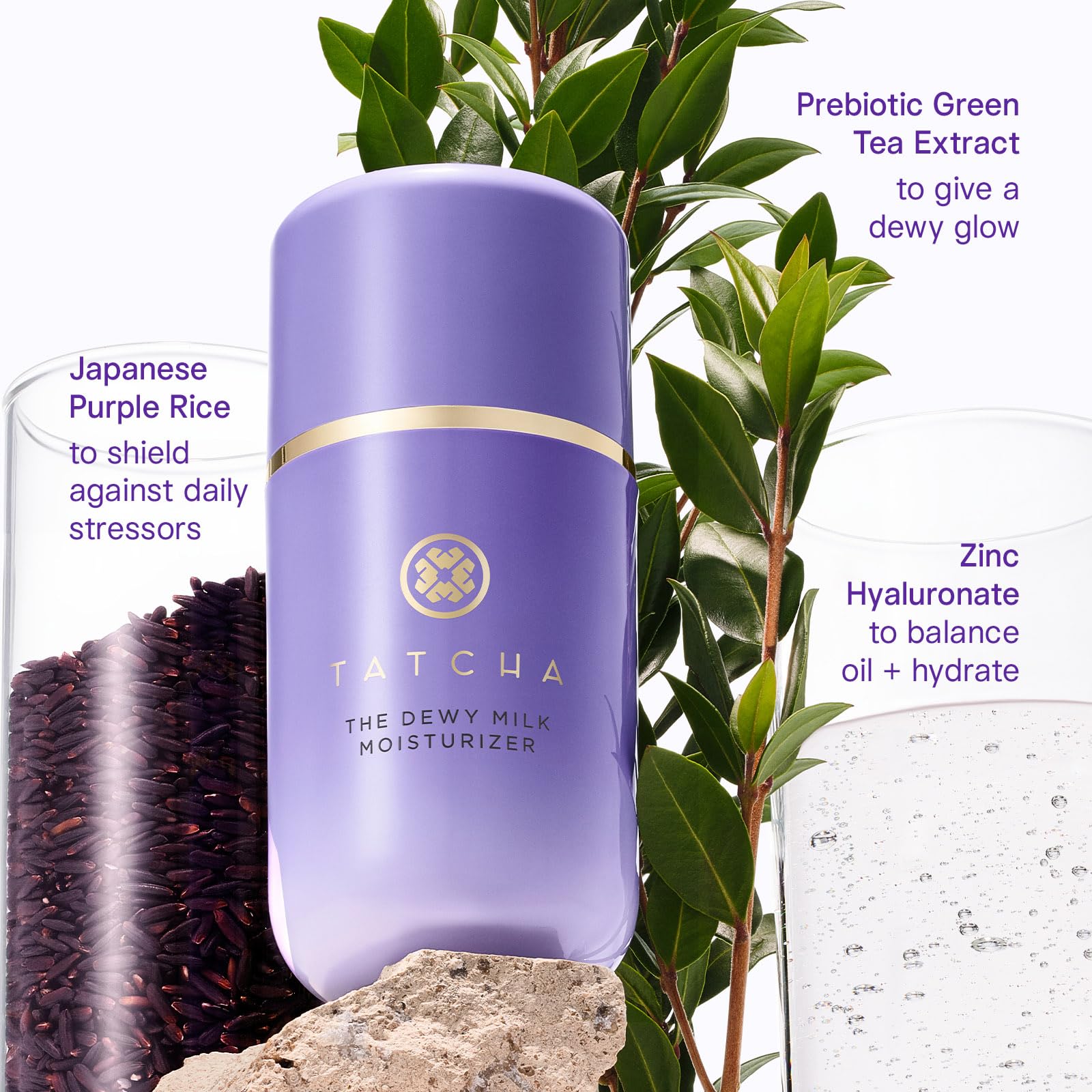 TATCHA The Dewy Milk Moisturizer under foundation creates a smooth, dewy base.