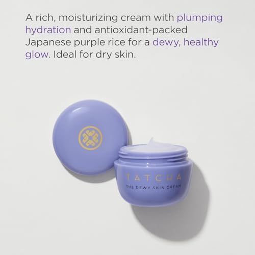 TATCHA Dewy Serum pump in use, adding dewy-looking hydration.