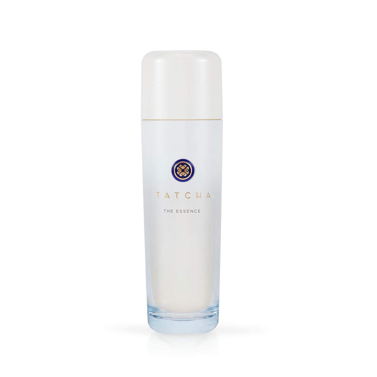 Tatcha The Essence bottle front view highlights oil-free hydration for smoother skin.