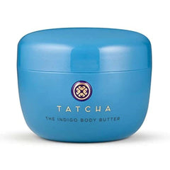 TATCHA Indigo Body Butter packaging highlights soothing hydration for sensitive skin.