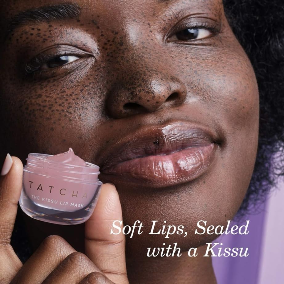 Tatcha Kissu Lip Mask apply-on action showing lip coverage.