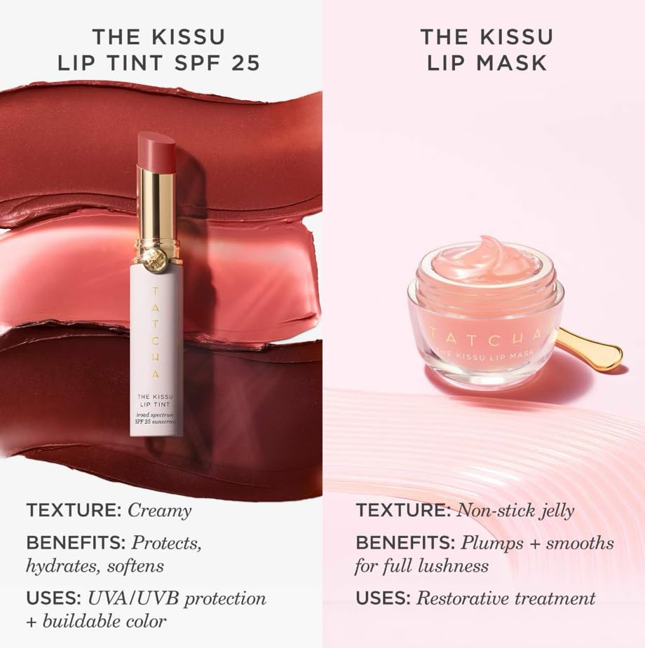 Tatcha Kissu Lip Mask hydration layer vividly refreshing lips.
