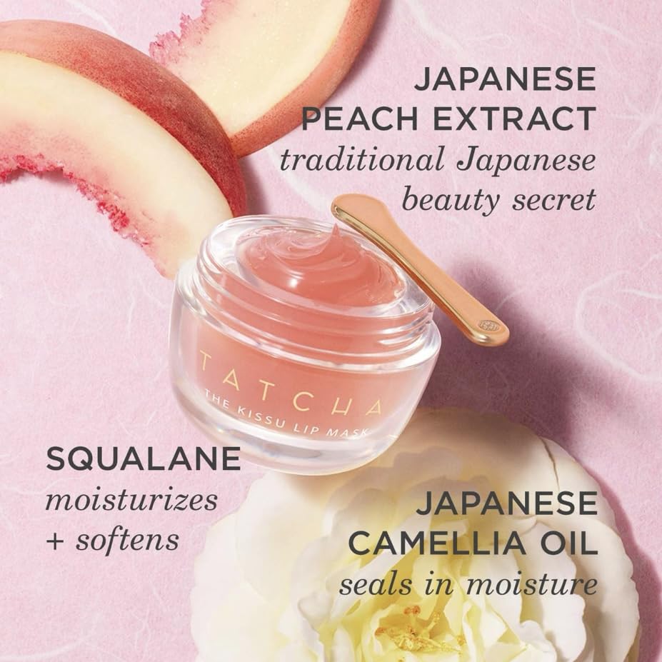 Tatcha Kissu Lip Mask squalane ingredient image emphasizing deep nourishment.