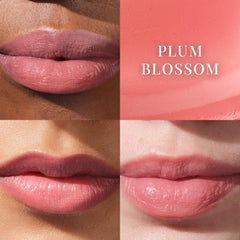 TATCHA Kissu Lip Tint Plum Blossom swatches reveal rich buildable color.