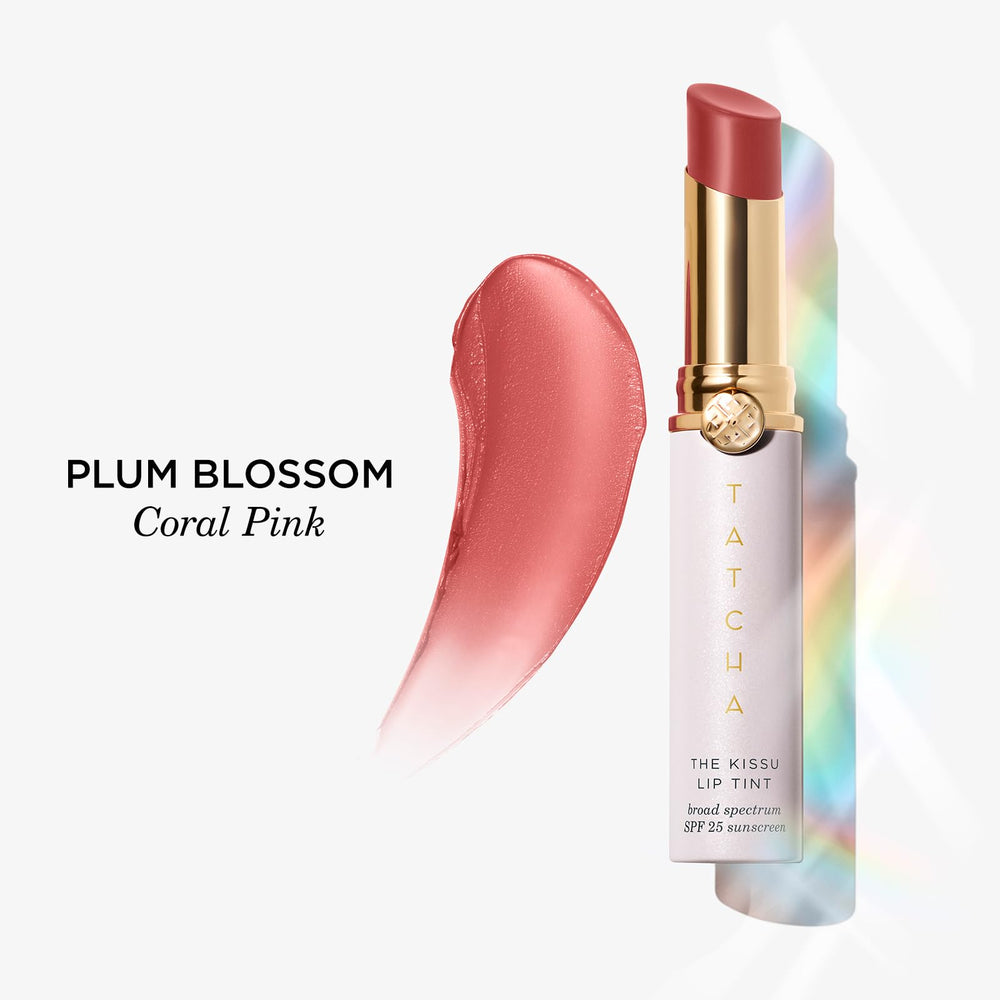 TATCHA Kissu Lip Tint Plum Blossom texture close-up of creamy consistency.