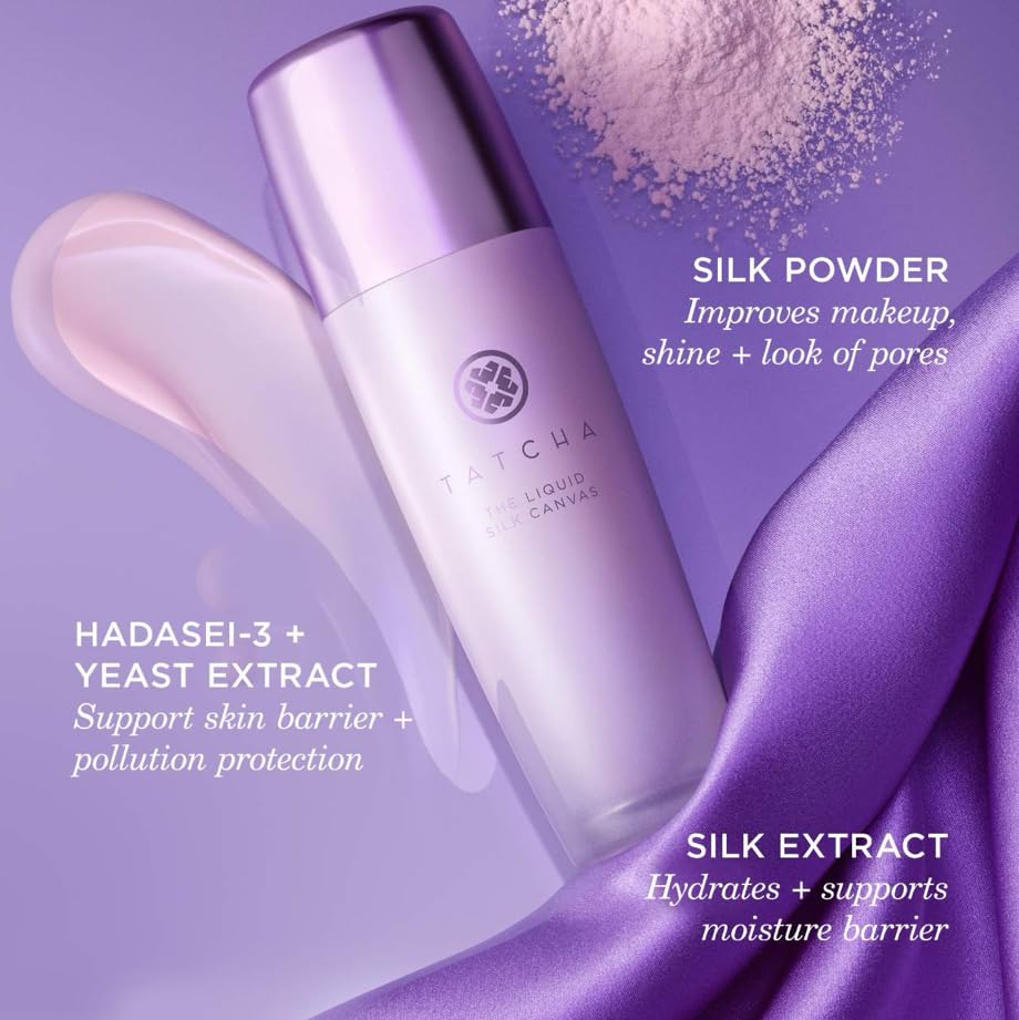 TATCHA Liquid Silk Canvas packaging box and tube shown